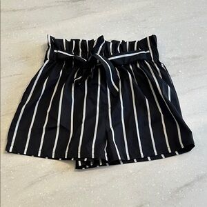 Black and White Striped Women's Shorts / Hotpants